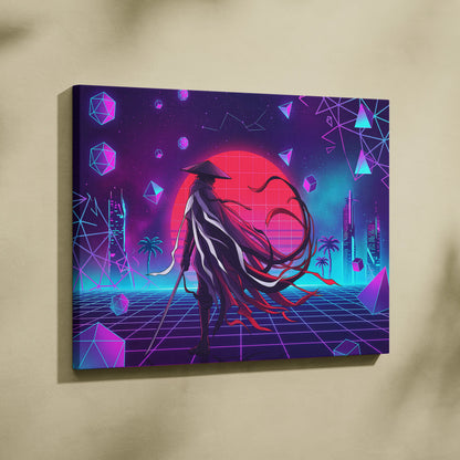 Vaporwave Neon Dream Canvas - Vaporwave Neon Pink Purple Living Room Retro Dreamy Mood Retro Wall Art Canvas