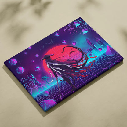 Vaporwave Neon Dream Canvas - Vaporwave Neon Pink Purple Living Room Retro Dreamy Mood Retro Wall Art Canvas