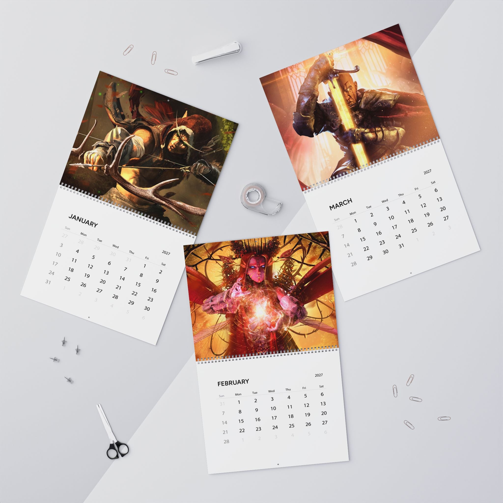 2027 Fantasy Character Artwork Wall Calendar – Enchanted Realms, Dreamscapes & Mystical Art