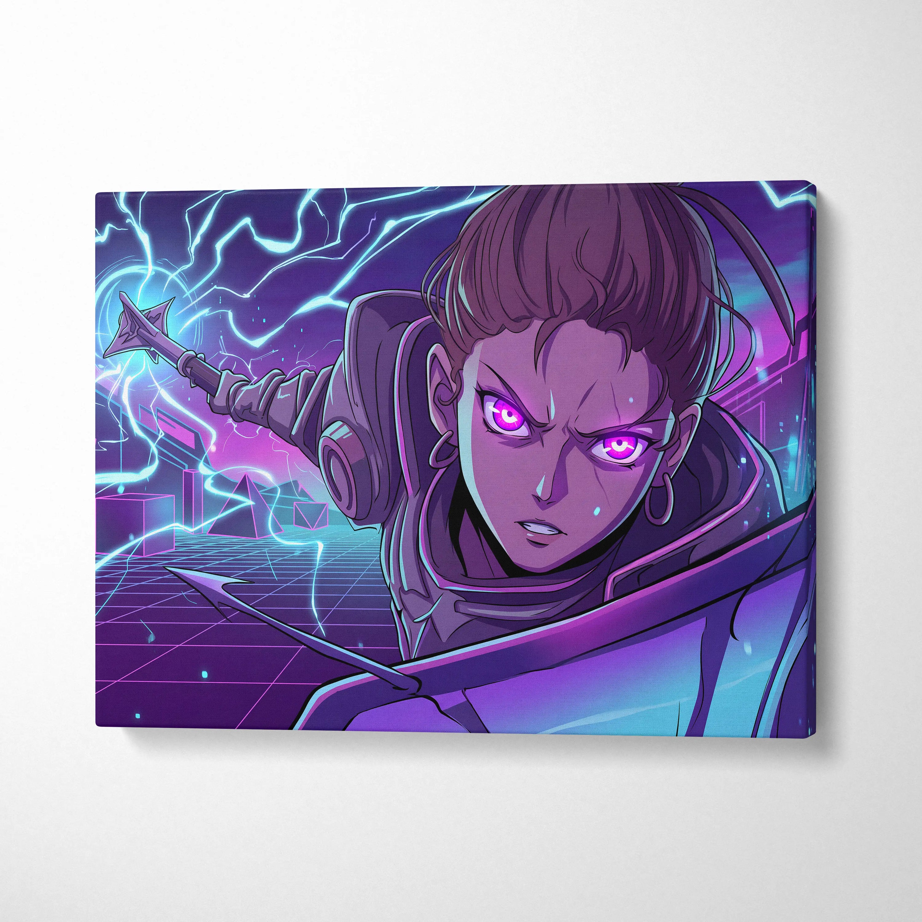 Vaporwave Neon Siren Canvas - Character Neon Pink Wall Art Vaporwave Mystical Energetic Dreamlike Futurism Canvas