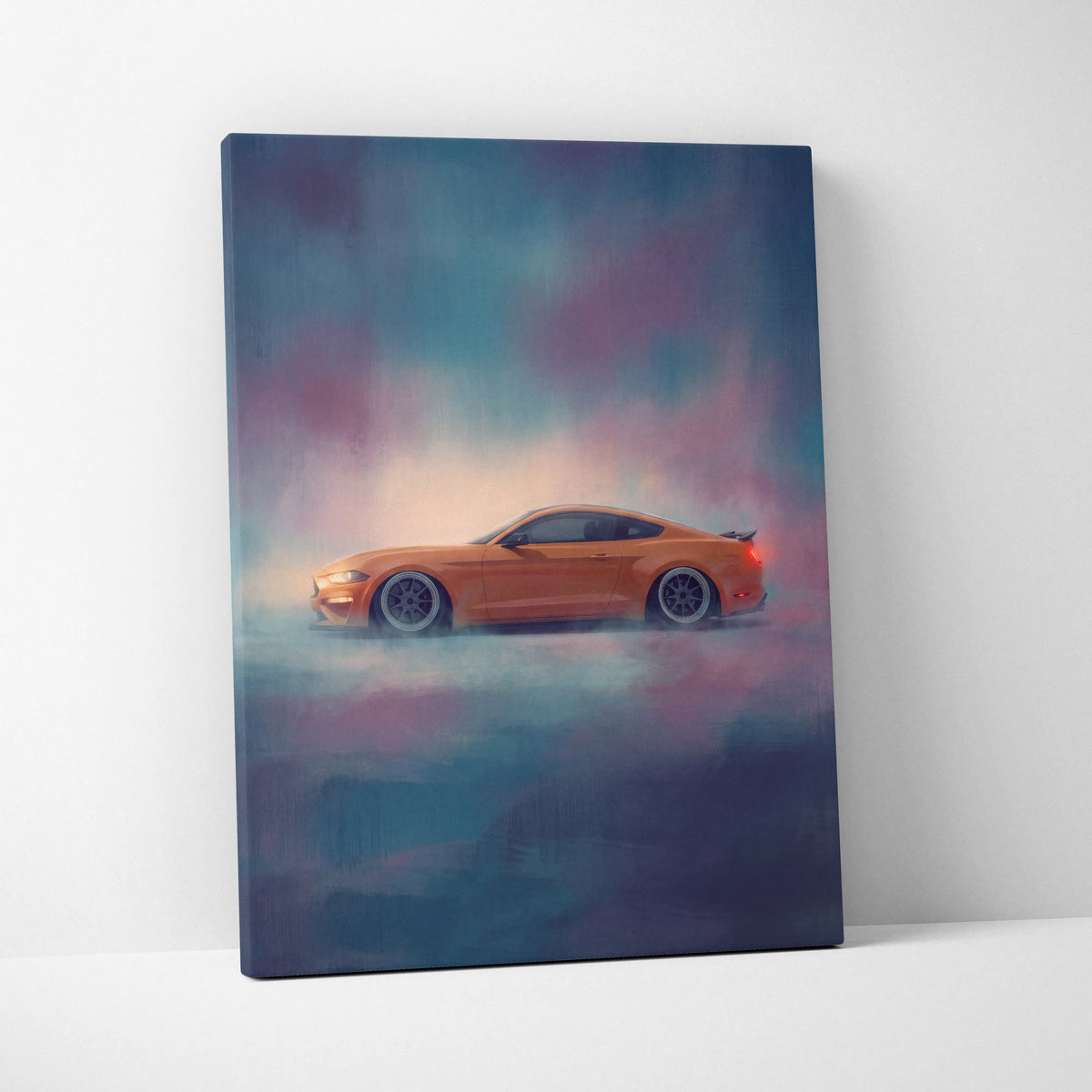 Ford Mustang Inspired Canvas Art, Custom Muscle Car Wall Painting for Garage Decor
