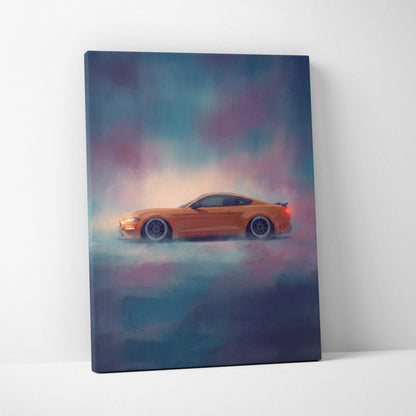 Ford Mustang Inspired Canvas Art, Custom Muscle Car Wall Painting for Garage Decor