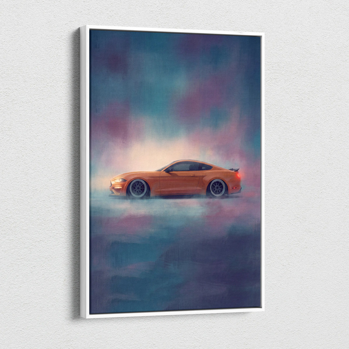 Ford Mustang Inspired Canvas Art, Custom Muscle Car Wall Painting for Garage Decor