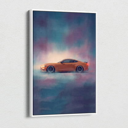 Ford Mustang Inspired Canvas Art, Custom Muscle Car Wall Painting for Garage Decor