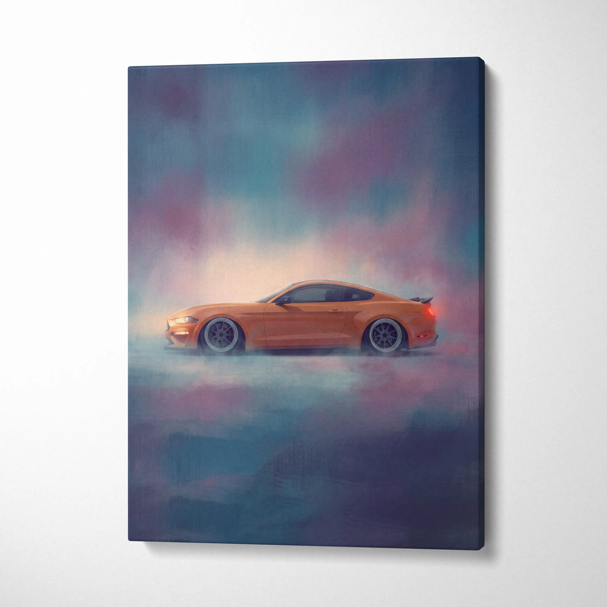 Ford Mustang Inspired Canvas Art, Custom Muscle Car Wall Painting for Garage Decor