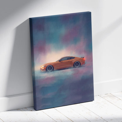 Ford Mustang Inspired Canvas Art, Custom Muscle Car Wall Painting for Garage Decor