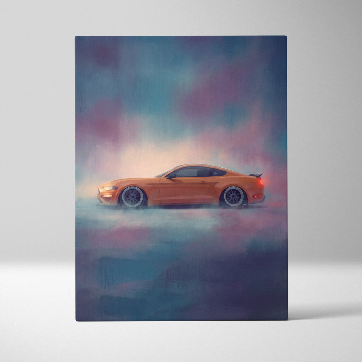 Ford Mustang Inspired Canvas Art, Custom Muscle Car Wall Painting for Garage Decor