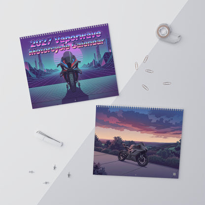 2027 Motorcycle Vaporwave Wall Calendar – Sportbikes, Supersport Motorcycles & Retro Neon Artwork Collection