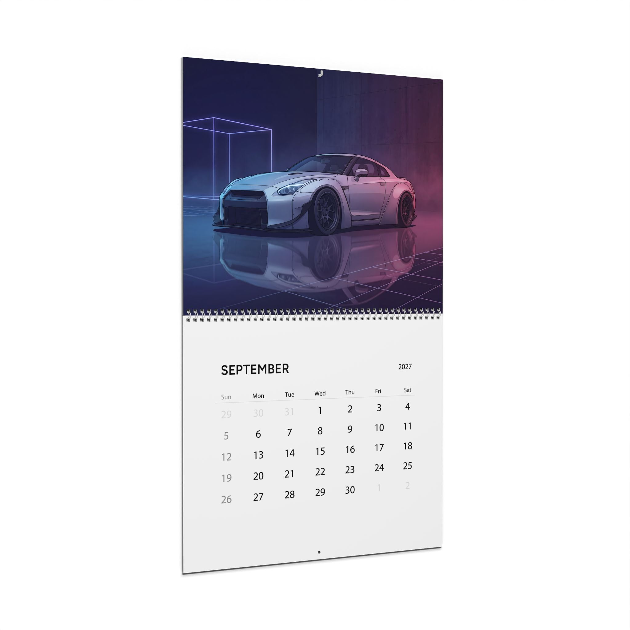 2027 JDM Cars Vaporwave Wall Calendar – Japanese Performance Cars & Retro Neon Artwork Collection