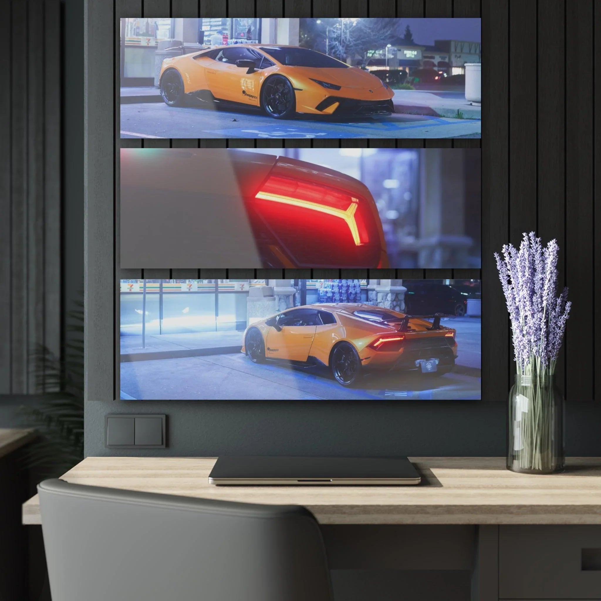 Lamborghini Huracan 3-Piece Acrylic Wall Art #002 for Decor