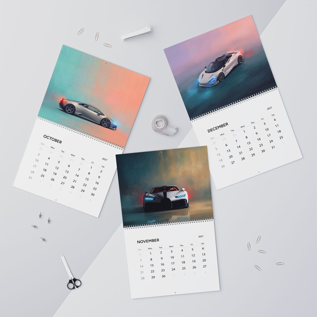 2027 Super Cars Artwork Calendar | Exotic Car Wall Calendar