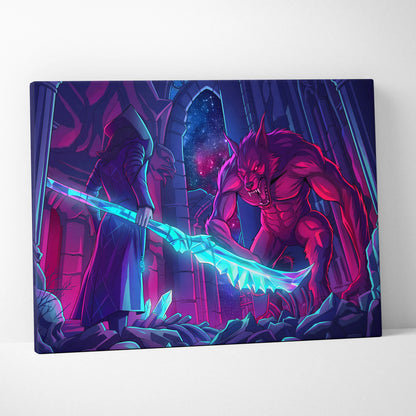 Vaporwave Neon Wolf Canvas - Vaporwave Wolf Neon Pink Purple Blue LivingRoom Retro Dreamy Mood Nostalgic Aesthetic Canvas