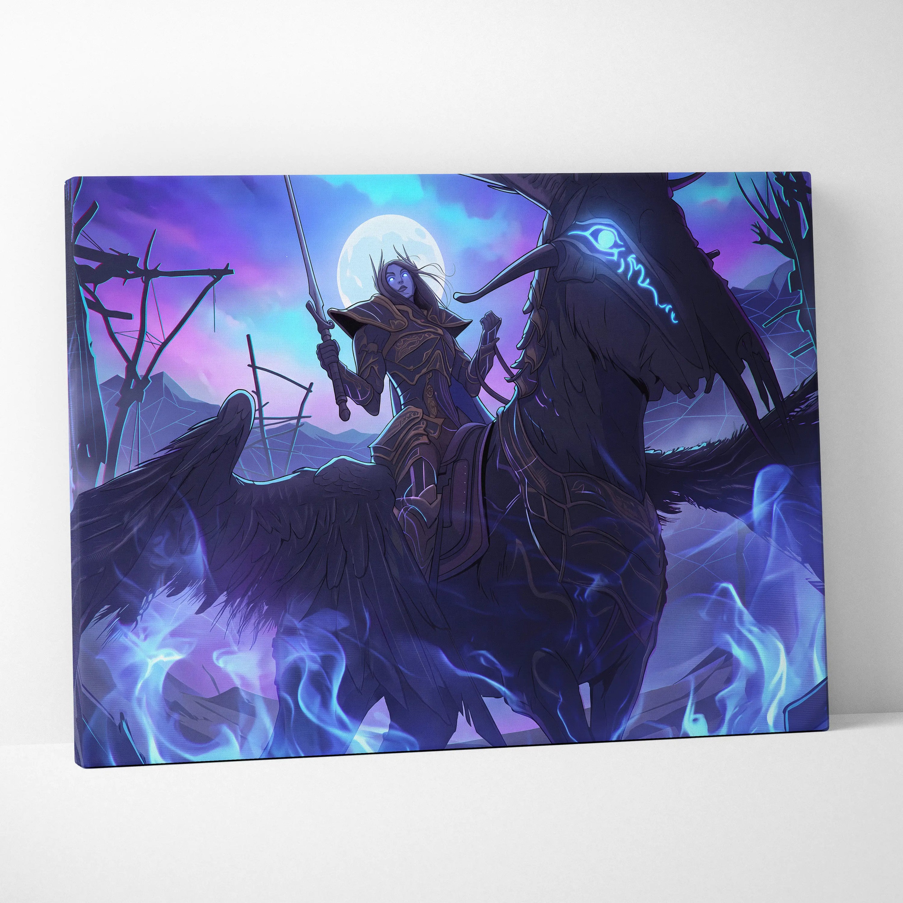 Vaporwave Moonrise Dream Canvas - Vaporwave Fantasy Neon Moon Canvas Moody Neon Aesthetic Retro Futurism Wall Art
