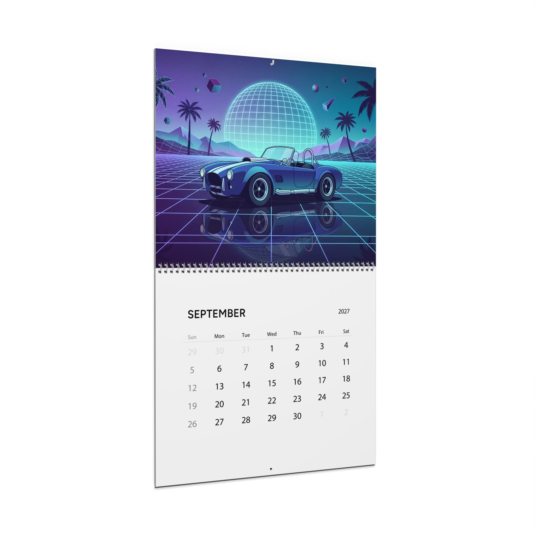 2027 Muscle Car Vaporwave Wall Calendar – American Muscle, Classic Performance Cars & Retro Neon Artwork