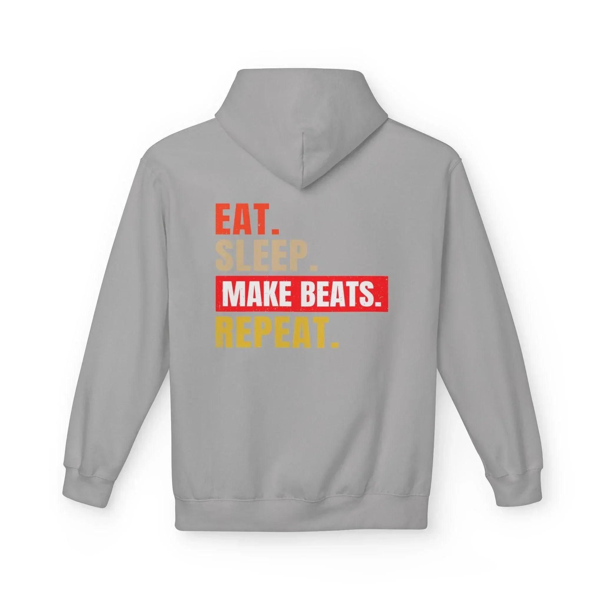 Cozy Music Producer Hoodie: 'Eat. Sleep. Make Beats. Repeat' Fleece Design