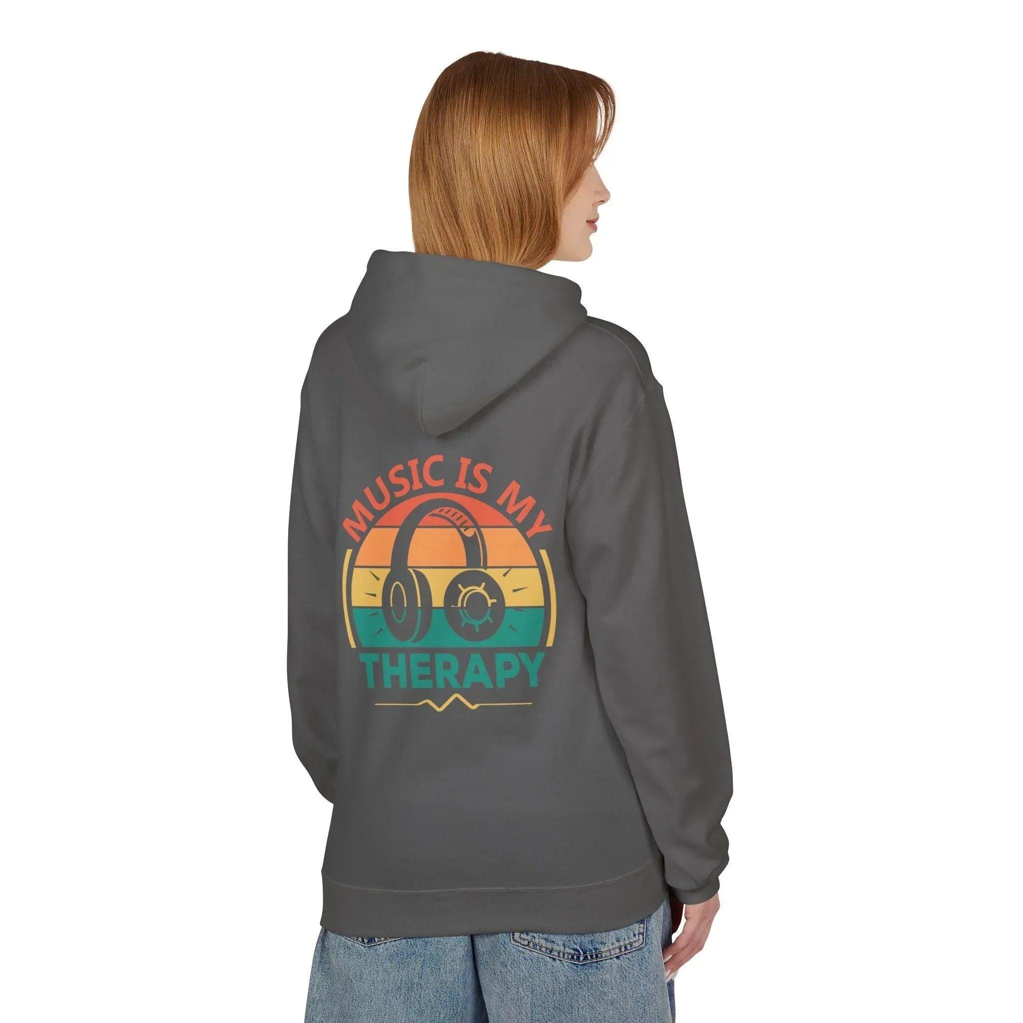 Cozy "Music Is My Therapy" Fleece Hoodie for Ultimate Comfort and Style