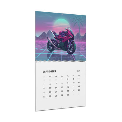 2027 Superbike Vaporwave Art Calendar – High Performance Motorcycles & Neon Street Artwork Collection