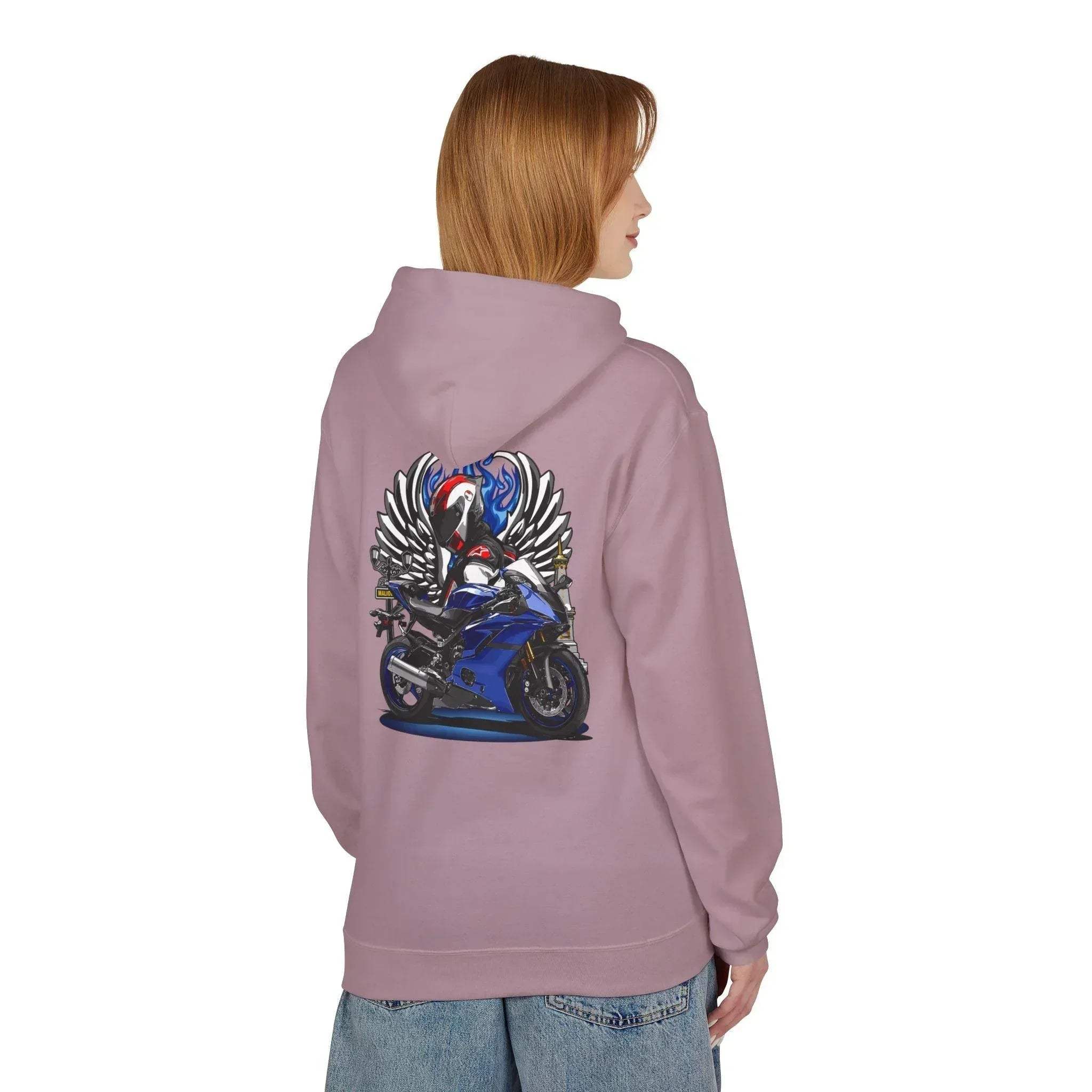 Yamaha R6 Winged Biker Fleece Hoodie - Ultimate Comfort for Motorcycle Lovers