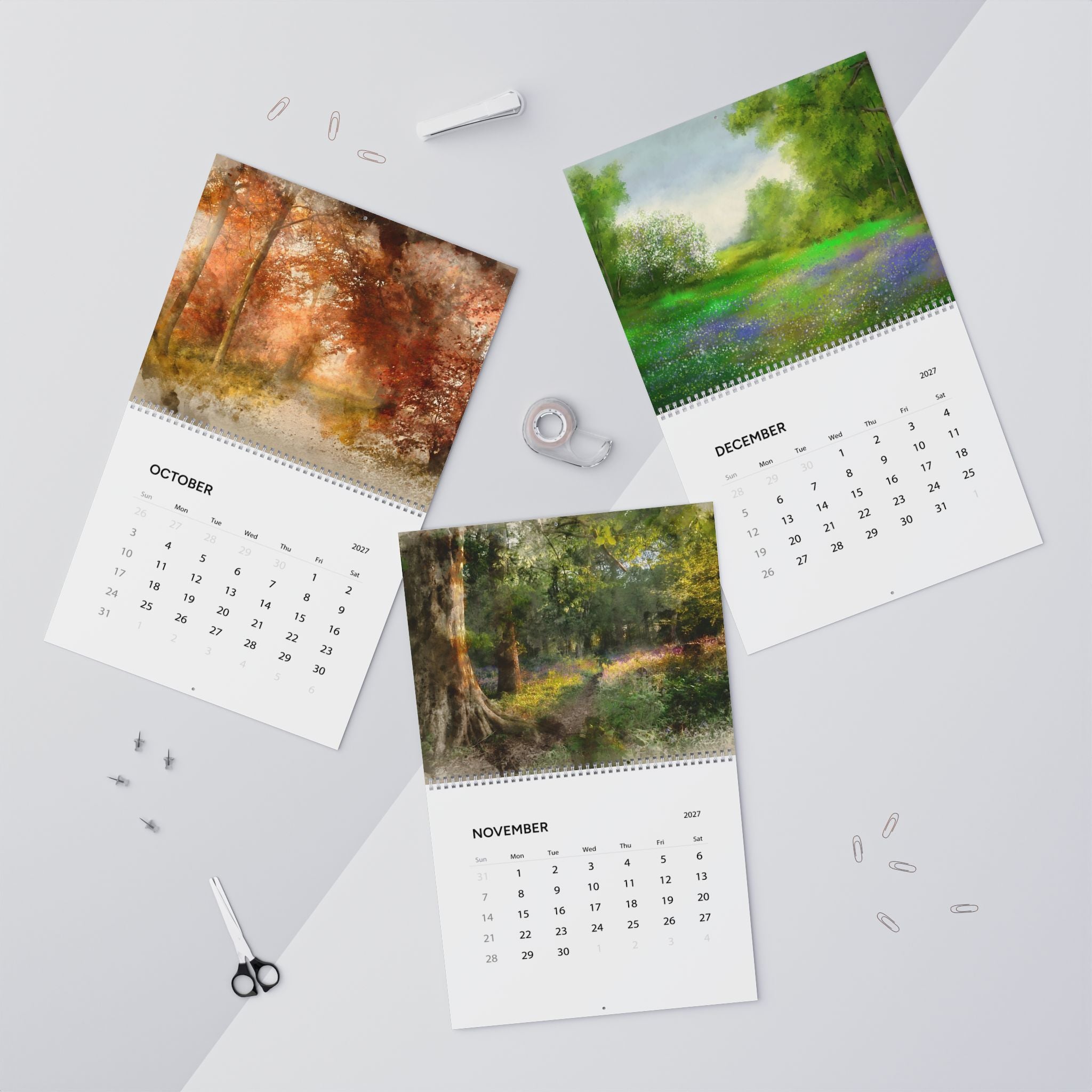 2027 Watercolor Artwork Wall Calendar – Colorful Painted Designs, Artistic Scenes & Creative Art Collection