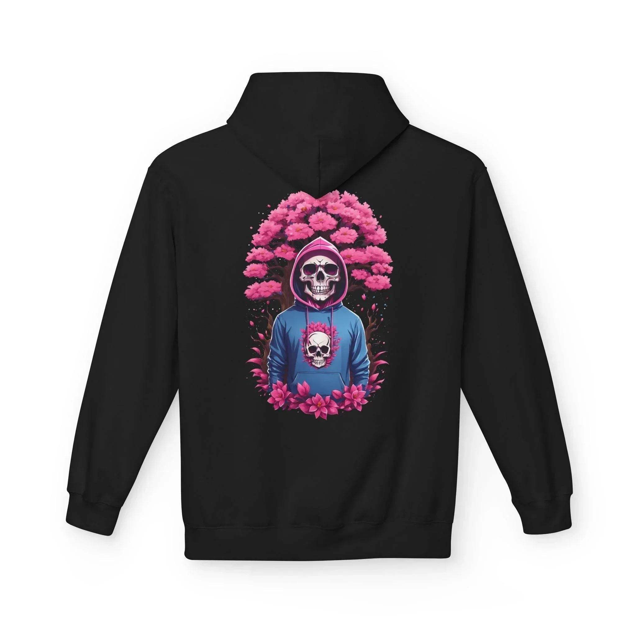 Cozy Chic Skull & Pink Floral Fleece Hoodie