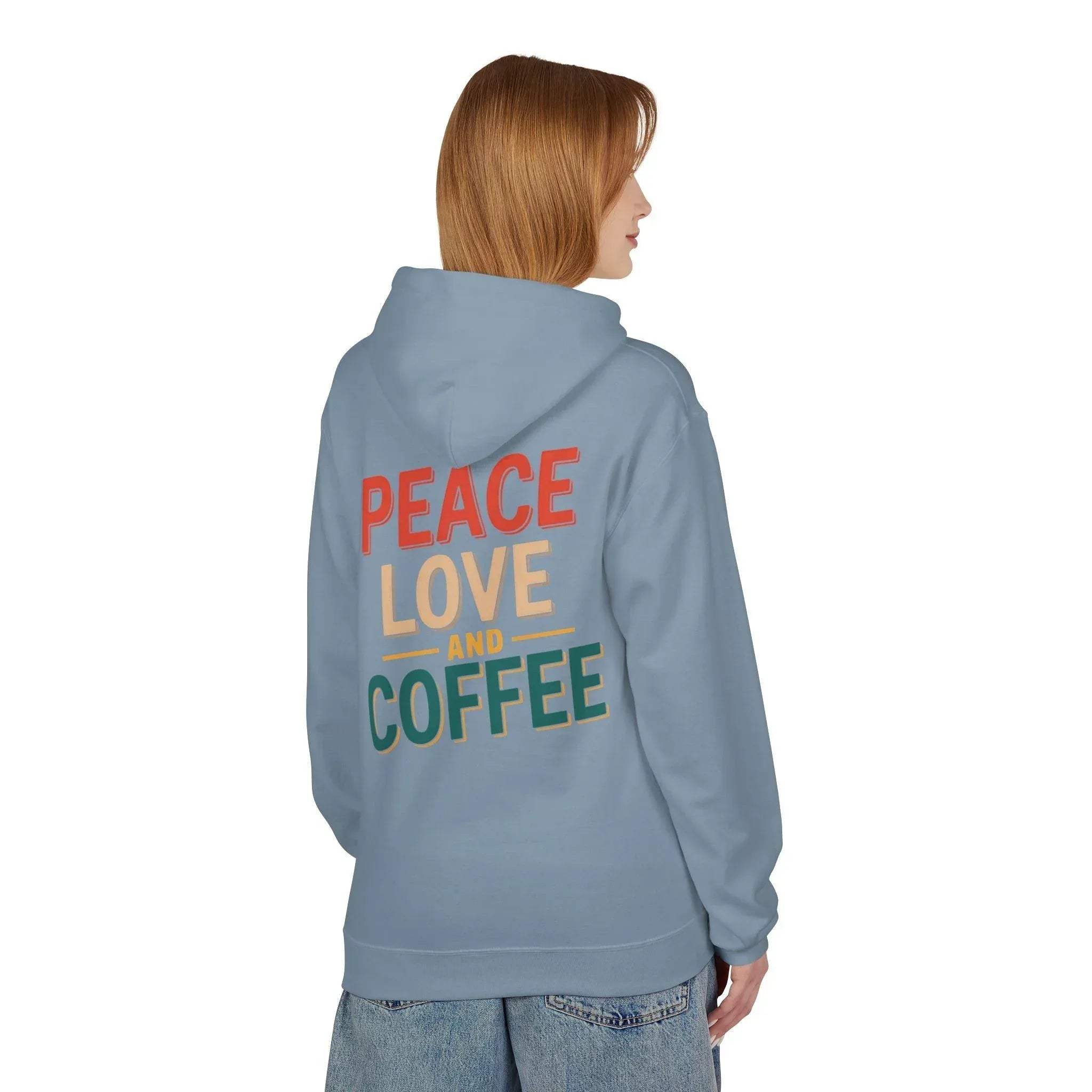 Cozy Coffee Vibes: Ultimate Peace, Love & Comfort Fleece Hoodie