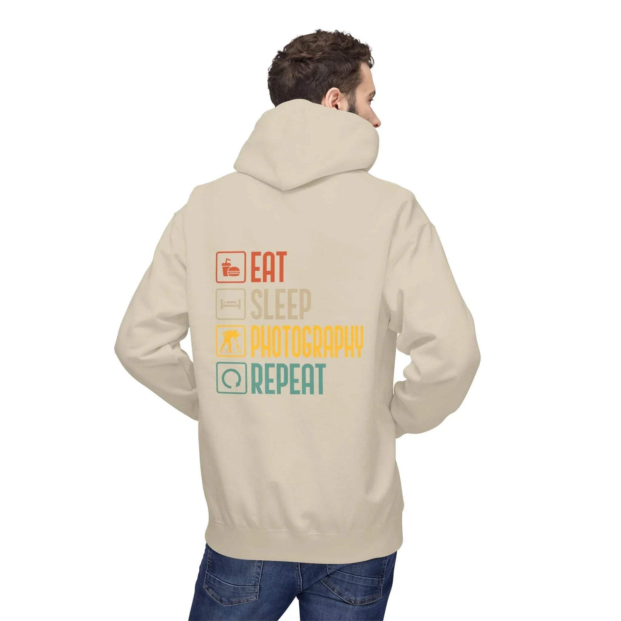 Cozy Photography Lover's Fleece Hoodie: "Eat, Sleep, Capture, Repeat"
