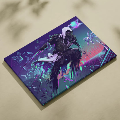 Vaporwave Neon Oracle Canvas - Mystic Figure Neon Pink Teal Living Room Neon Retro Futurism Dreamy Wall Art Canvas Print