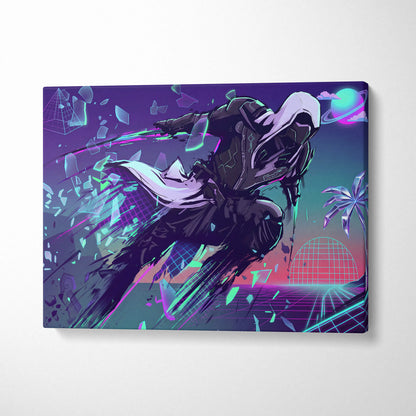Vaporwave Neon Oracle Canvas - Mystic Figure Neon Pink Teal Living Room Neon Retro Futurism Dreamy Wall Art Canvas Print
