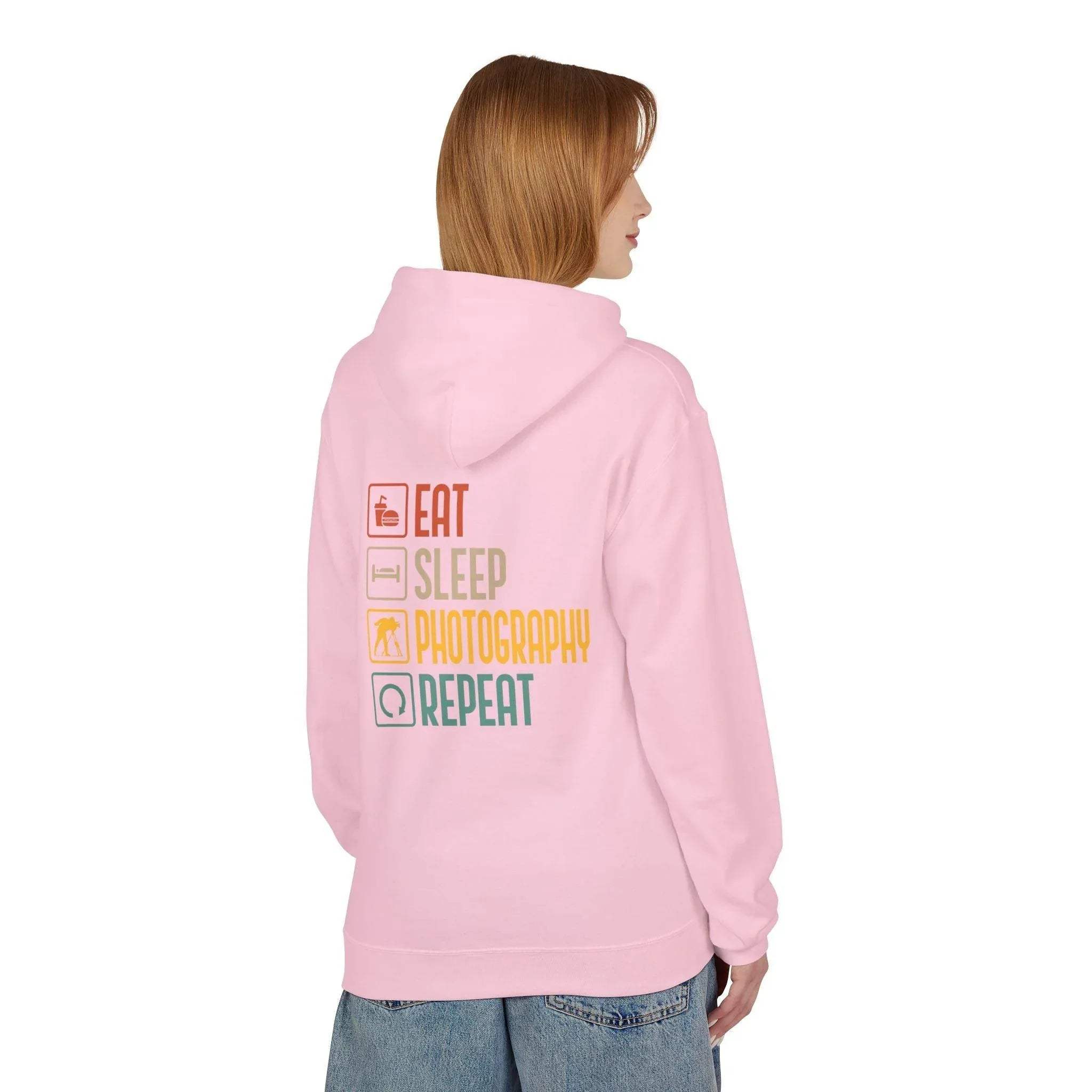 Cozy Photography Lover's Fleece Hoodie: "Eat, Sleep, Capture, Repeat"