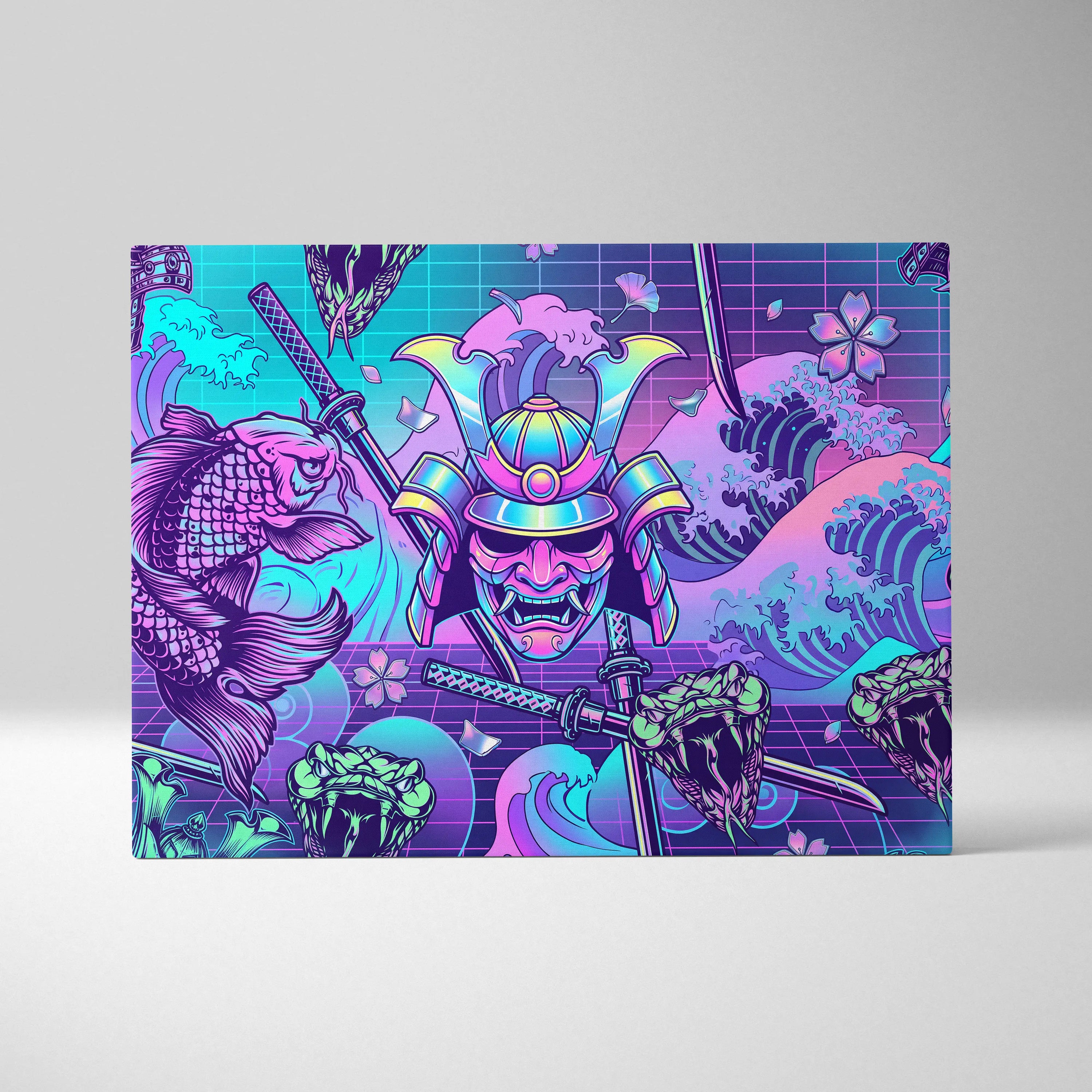 Vaporwave Japan Neon Canvas - Japan Vaporwave Neon Pastel Decor Mood Vibrant Dreamy Decor Style Mount Fuji Canvas
