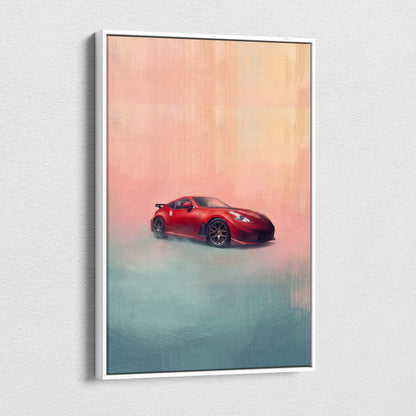 Nissan 370Z Inspired Car Wall Art, Japanese Sports Canvas Print for Office Decor