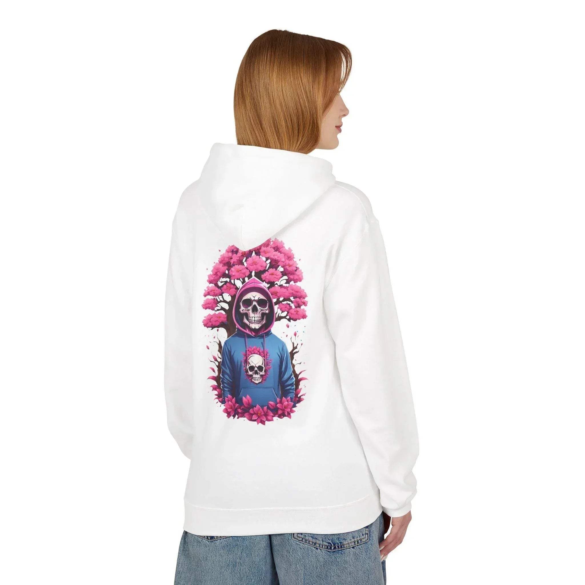 Cozy Chic Skull & Pink Floral Fleece Hoodie