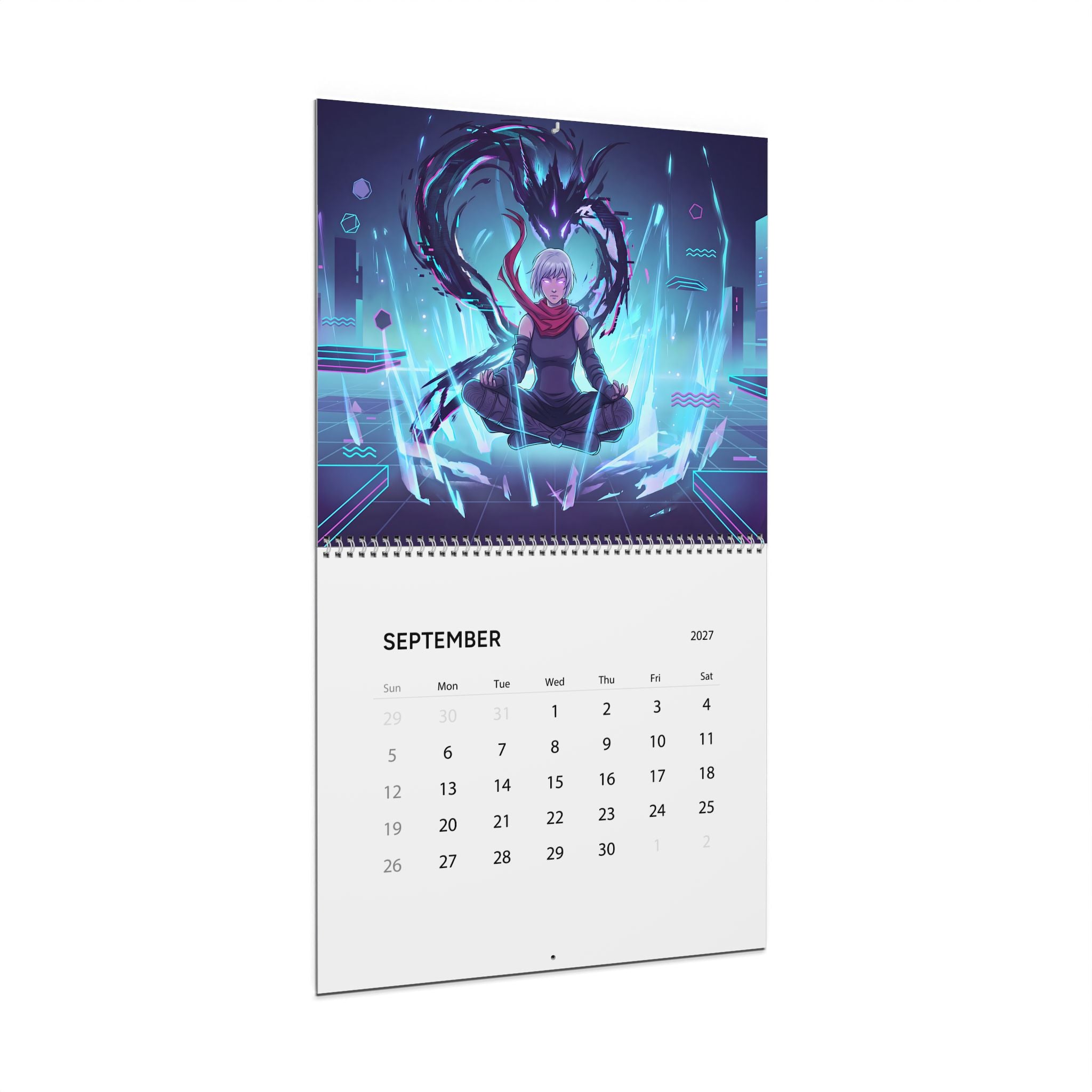 2027 Neon Fantasy Artwork Calendar – Vaporwave Inspired Retro Futuristic Art