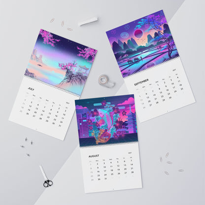 2027 Japanese Aesthetic Vaporwave Calendar – Retro Futuristic Neon Art & Japan Inspired Designs