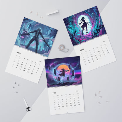 2027 Neon Vaporwave Fantasy Calendar – Colorful Fantasy Artwork Collection