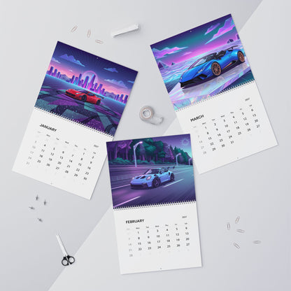 2027 Luxury Supercar Vaporwave Calendar – Exotic Performance Cars & Neon Dreamscape Artwork