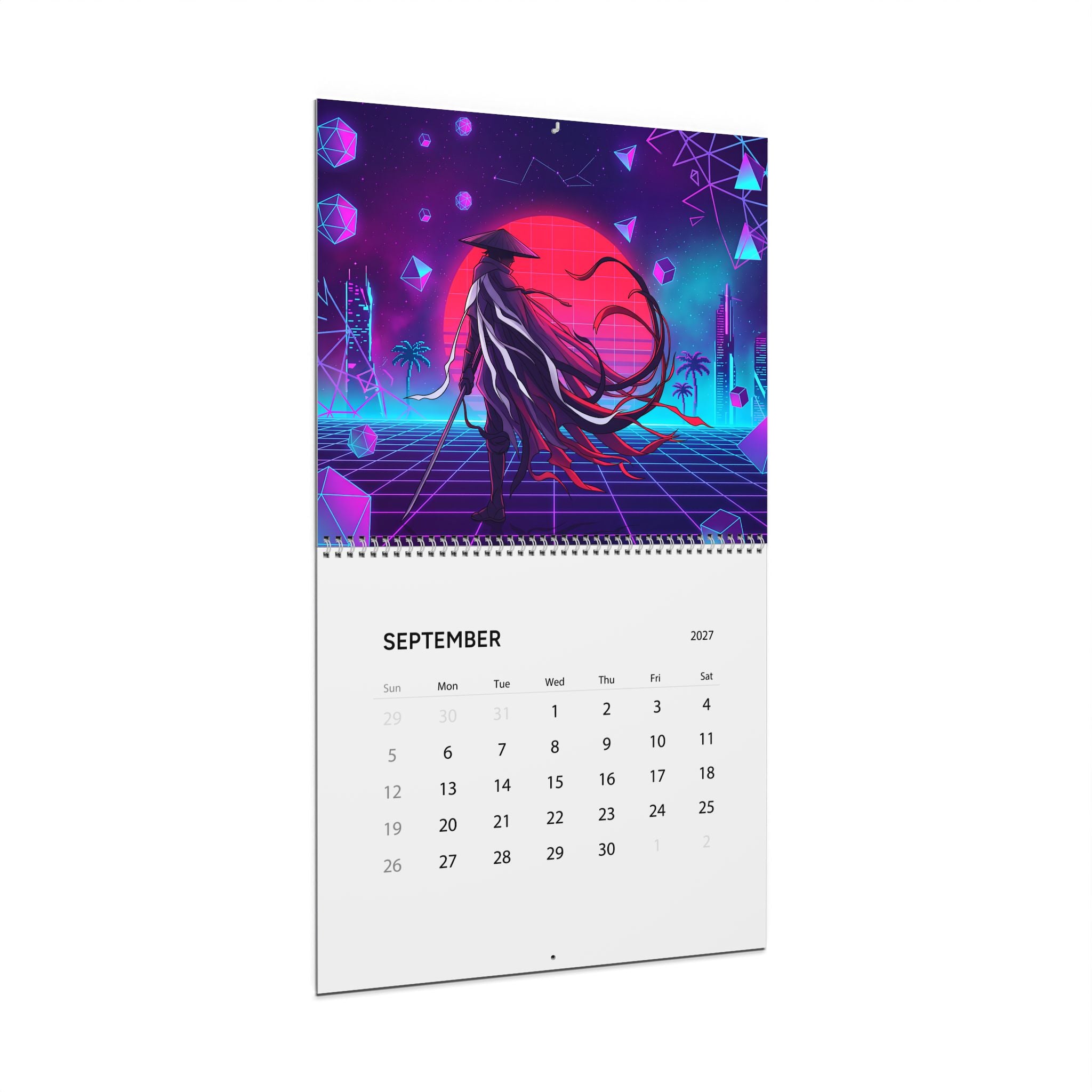 2027 Fantasy Vaporwave Wall Calendar – Vibrant Neon Art & Surreal Fantasy Designs