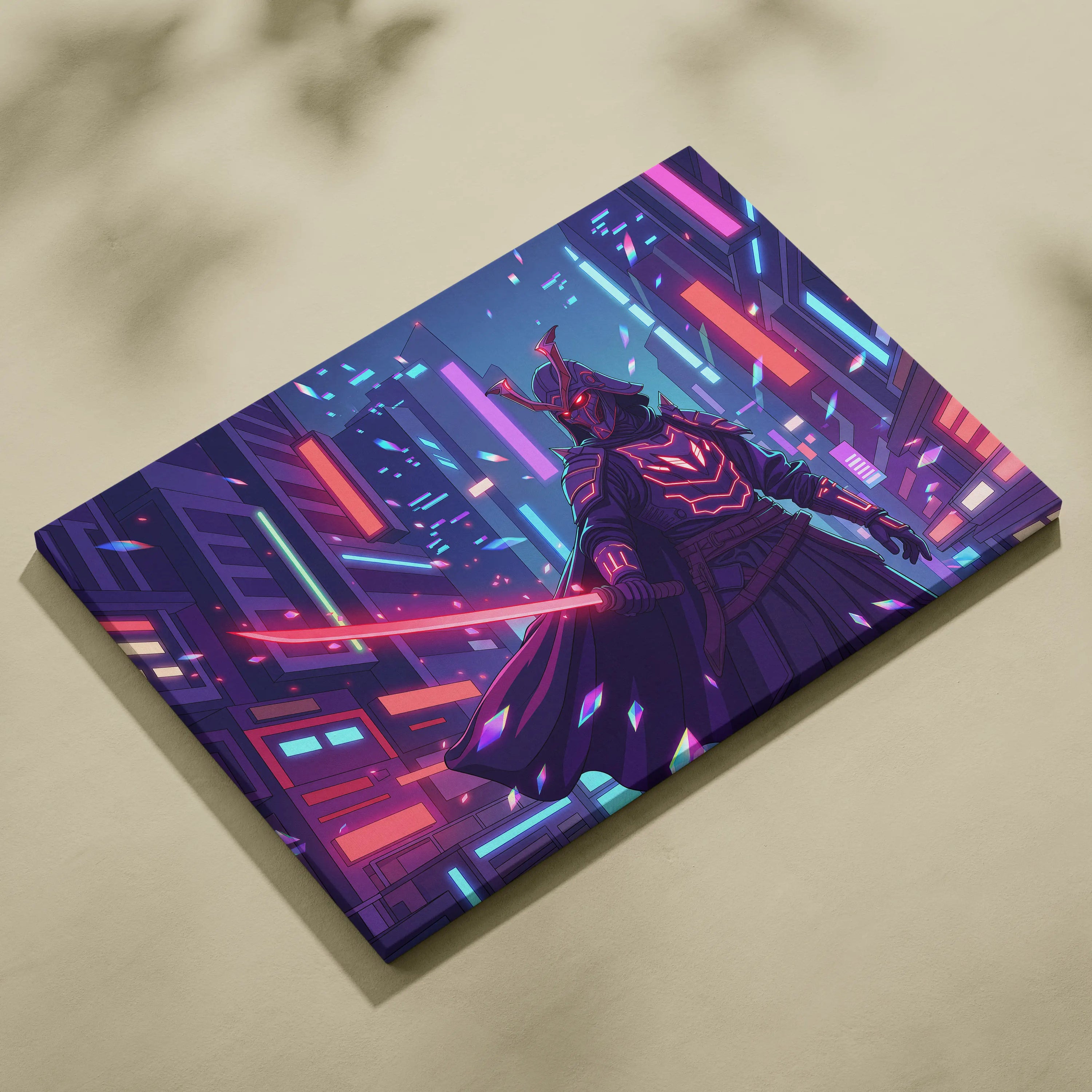 Vaporwave Neon Canvas Fantasy - Vaporwave Pink Purple Living Room Synthwave Dreamy Mood Retro Futurism Wall Decor Canvas