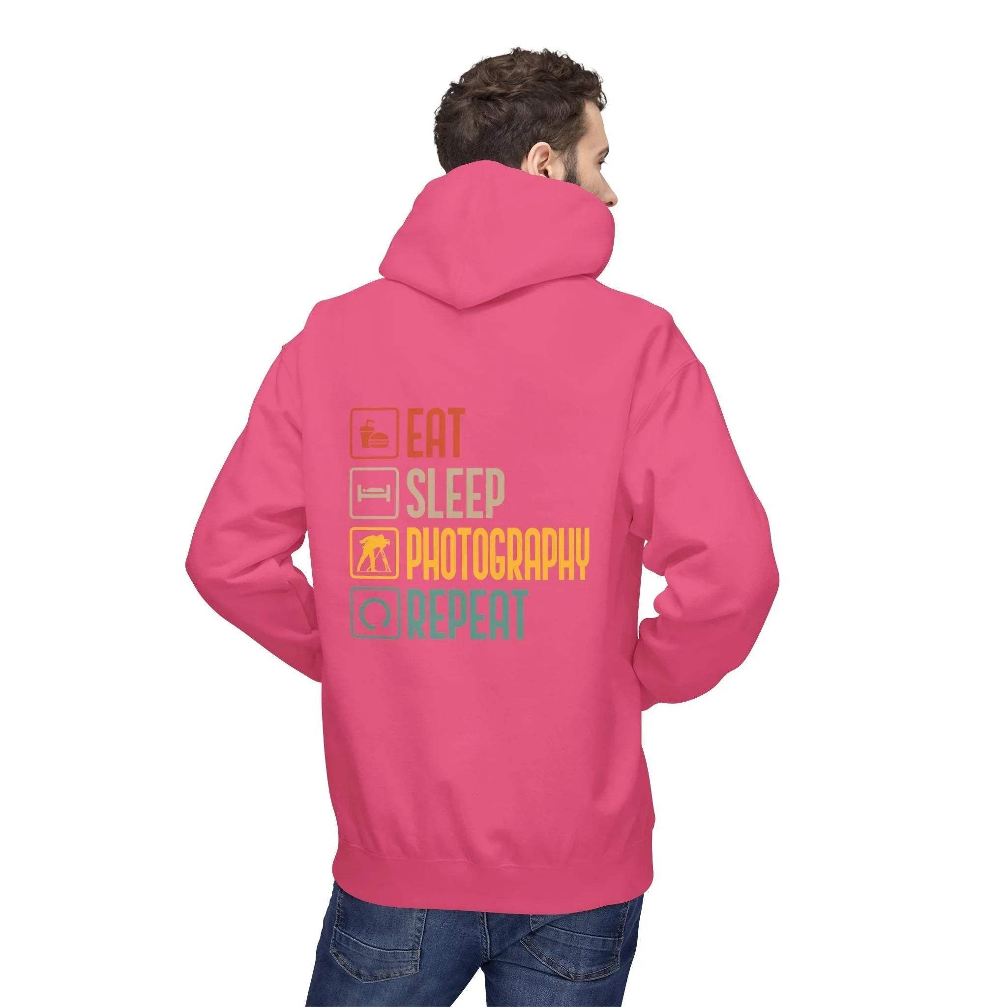 Cozy Photography Lover's Fleece Hoodie: "Eat, Sleep, Capture, Repeat"