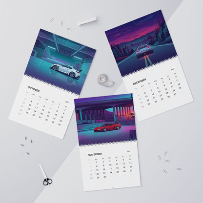 2027 JDM Cars Vaporwave Wall Calendar – Japanese Performance Cars & Retro Neon Artwork Collection