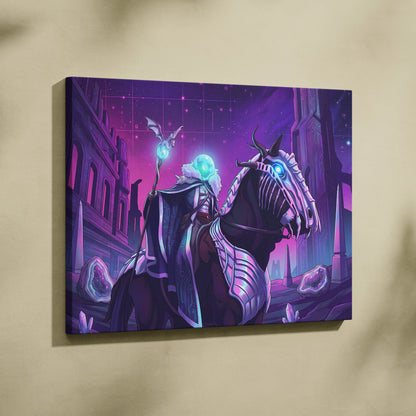 Vaporwave Neon Dragon Canvas Art - Dragon Neon Purple Blue Living Room Vaporwave Mood Mystical Neon Canvas Print