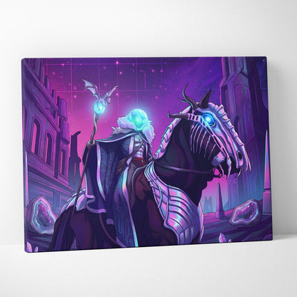 Vaporwave Neon Dragon Canvas Art - Dragon Neon Purple Blue Living Room Vaporwave Mood Mystical Neon Canvas Print