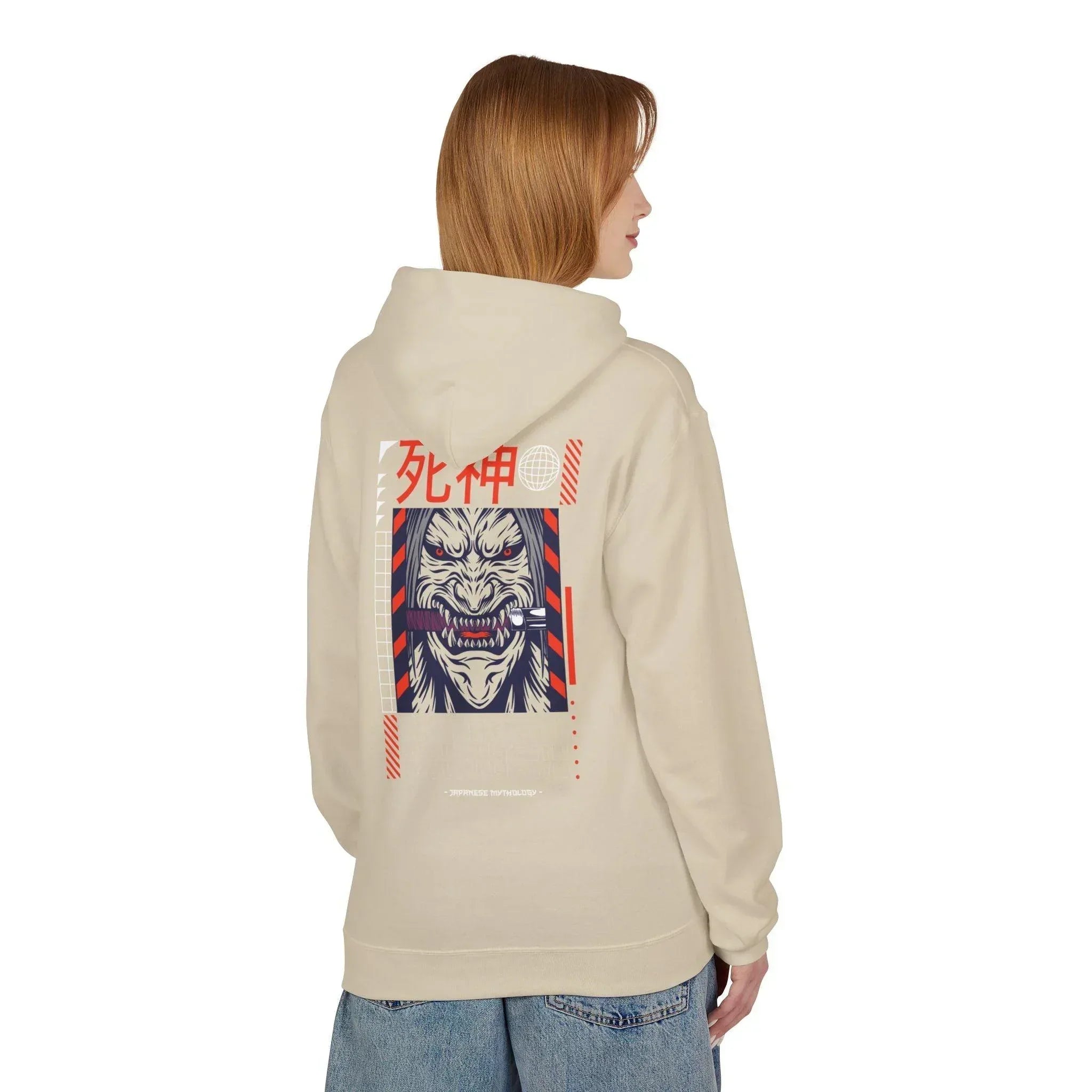 Shinigami-Inspired Japanese Streetwear Fleece Hoodie - Comfort Meets Cultural Style