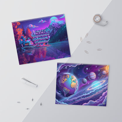 2027 Vaporwave Artwork Wall Calendar – Retro Futuristic Neon Art & Colorful Dreamscape Designs