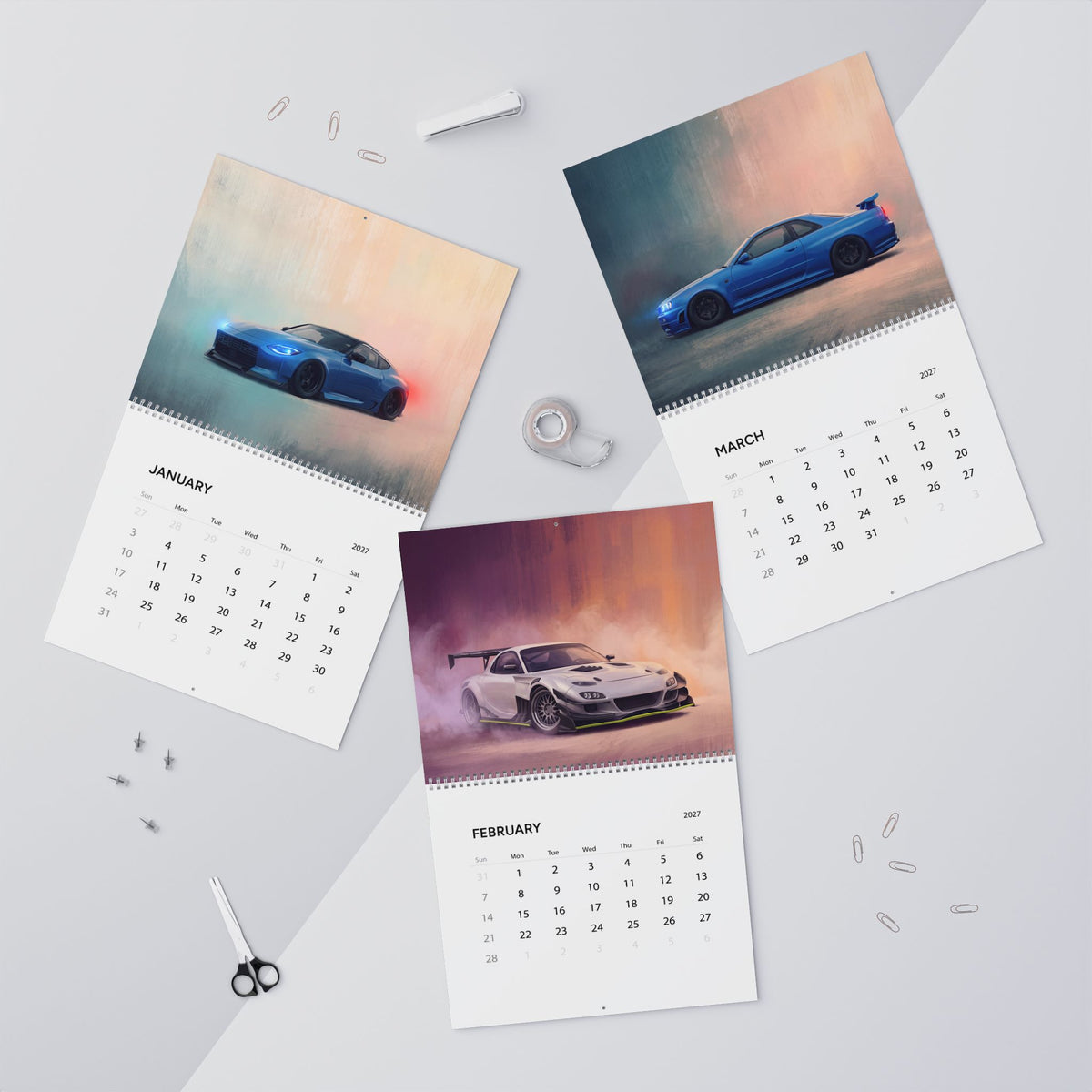 2027 JDM Cars Artwork Calendar | Japanese Tuner Car Wall Calendar