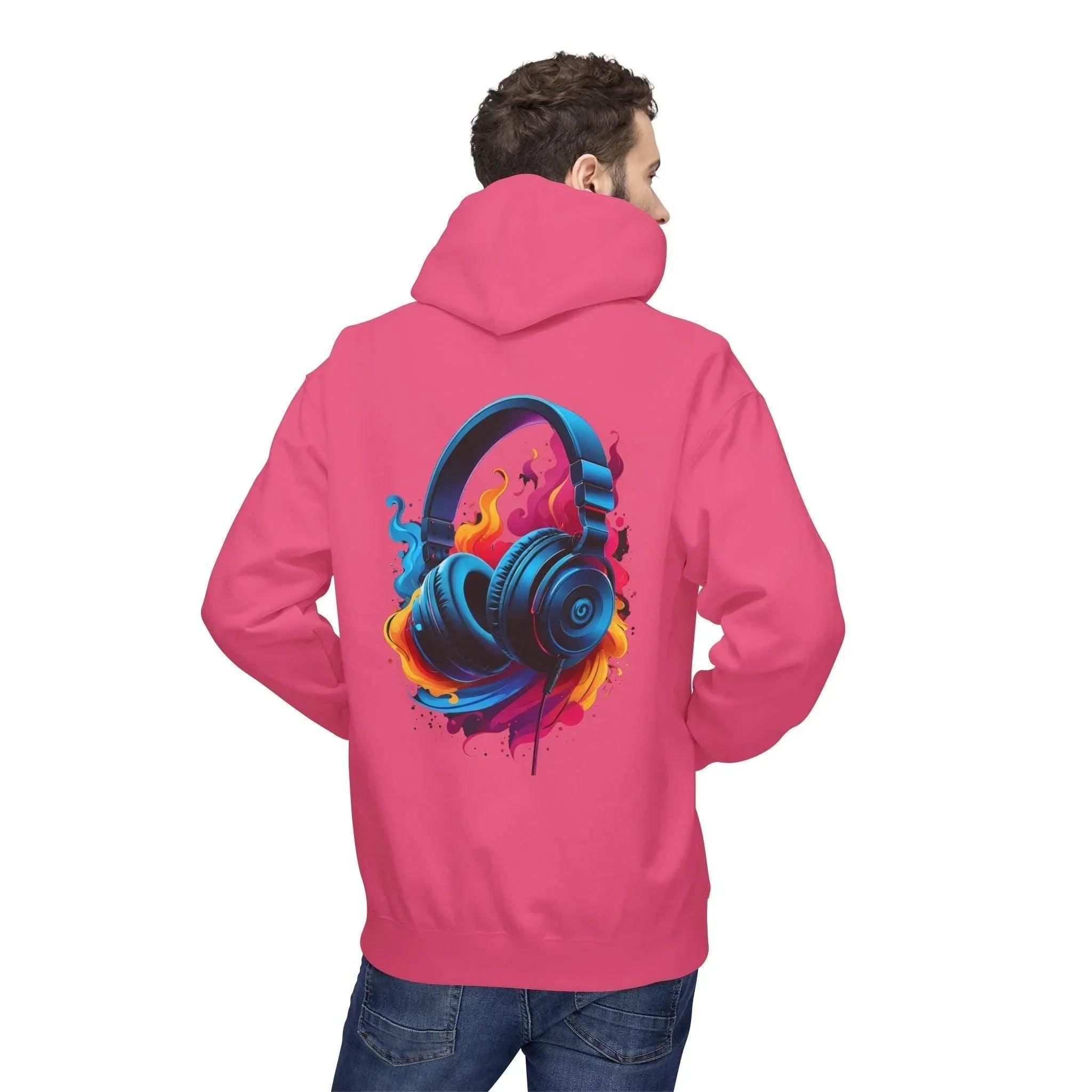 Artistic Vibes Fleece Hoodie with Headphone Design - Ultimate Comfort & Style
