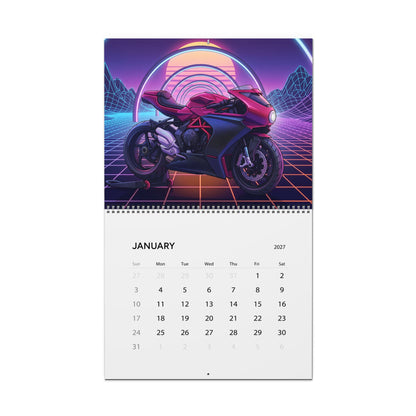 2027 Superbike Vaporwave Art Calendar – High Performance Motorcycles & Neon Street Artwork Collection