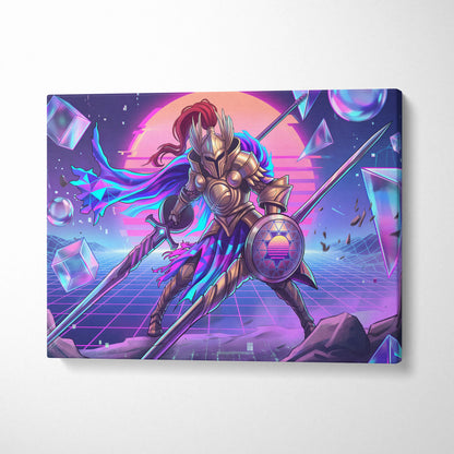Vapor Knight Neon Canvas - Vaporwave Knight Neon Pink Teal Living Room Futurism Dreamy Neon Vaporwave Canvas Art Print