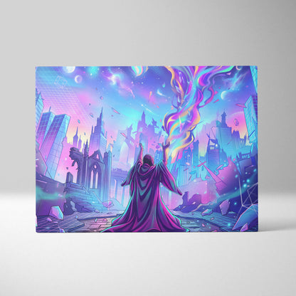 Vaporwave Neon Dream Canvas - Vaporwave Canvas Neon Blues For Living Room Retro Futurism Dreamy Wall Art Canvas