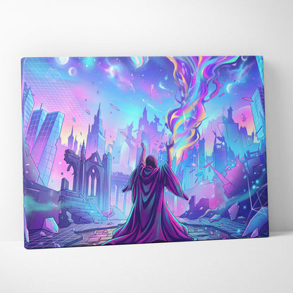 Vaporwave Neon Dream Canvas - Vaporwave Canvas Neon Blues For Living Room Retro Futurism Dreamy Wall Art Canvas